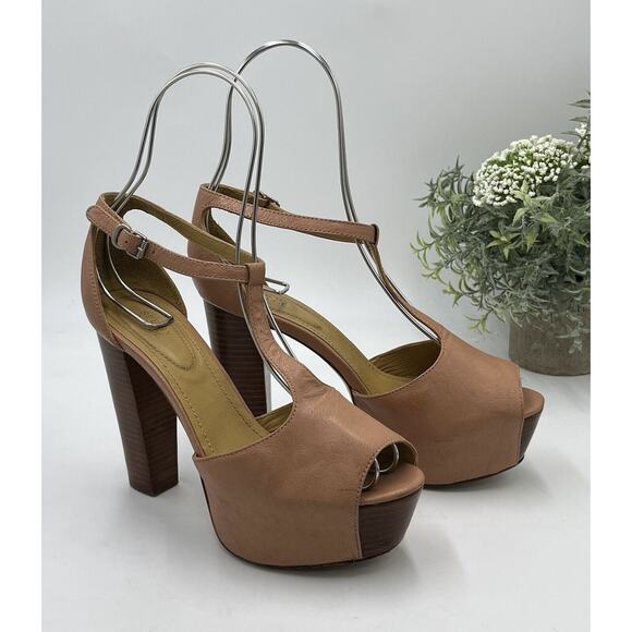 See By Chloe Vela Light Pink-Nude Platform Peep Toe High Heels Sandals 36.5/US 6 - Picture 1 of 16